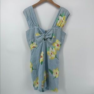 Azulu Linen Floral Romper in Blue 6 A20